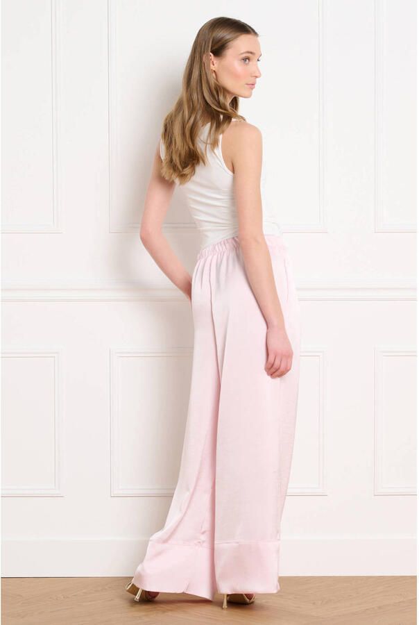 LOLALIZA satijnen high waist broek lichtroze - Foto 2