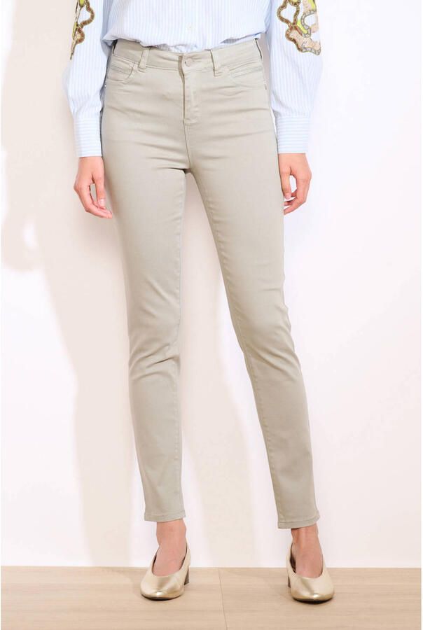 LOLALIZA slim high waist broek lichtkaki
