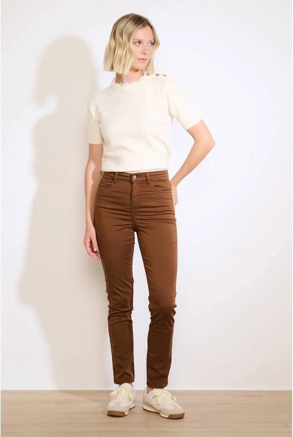 LOLALIZA slim regular waist broek bruin - Foto 3