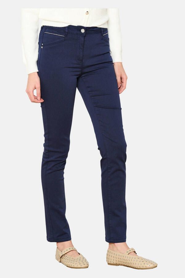 LOLALIZA slim regular waist broek donkerblauw
