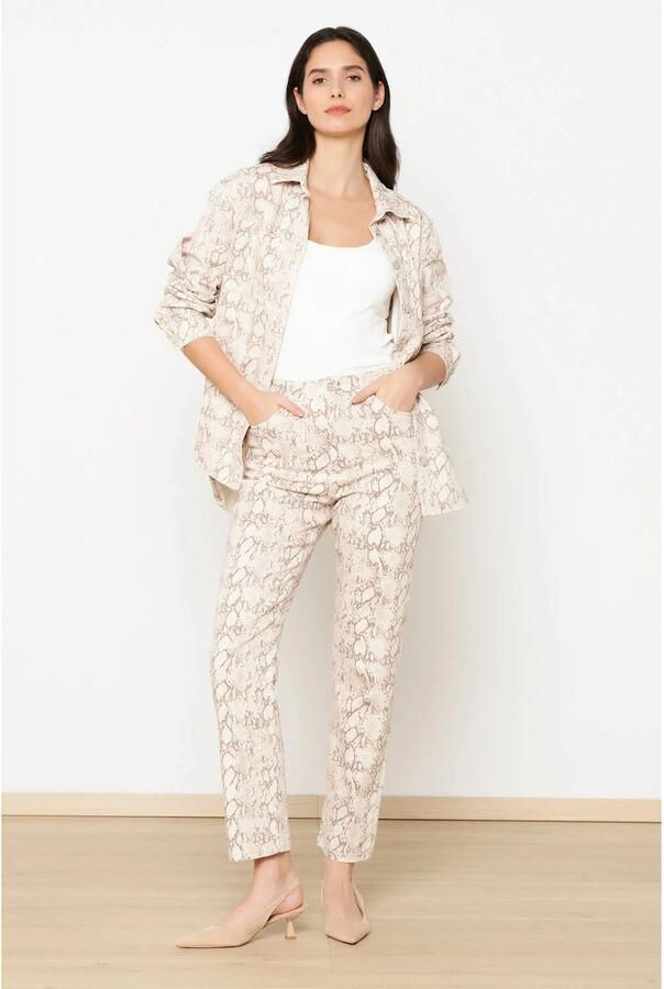 LOLALIZA slim regular waist casual broek beige