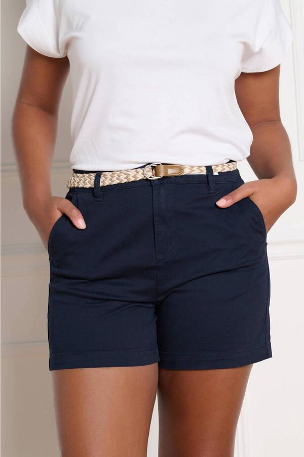 LOLALIZA slim regular waist chino short donkerblauw - Foto 2