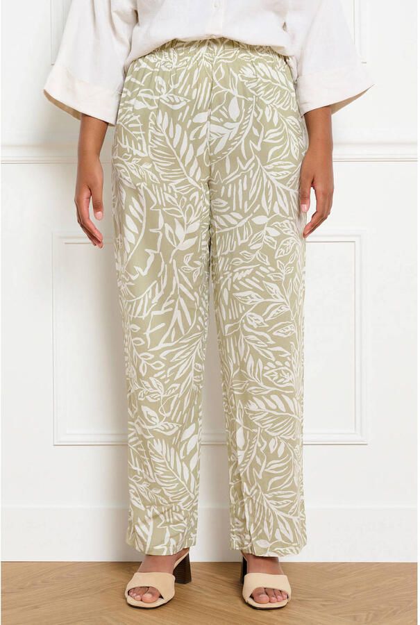 LOLALIZA straight fit gebloemde broek lichtgroen