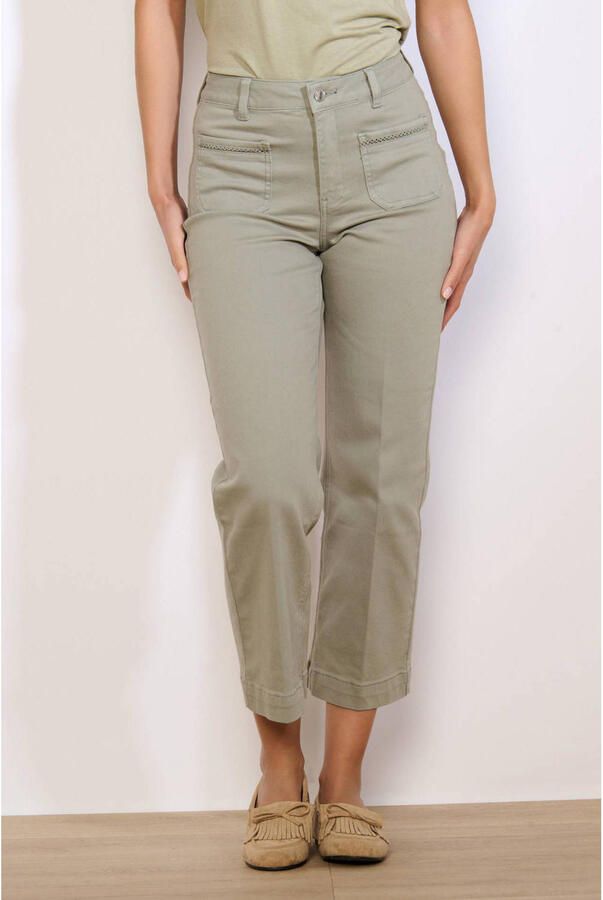 LOLALIZA straight high waist broek lichtkaki