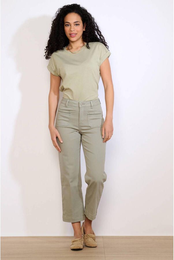 LOLALIZA straight high waist broek lichtkaki - Foto 3