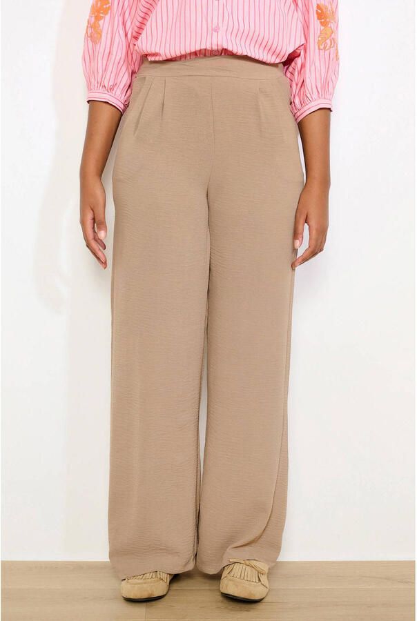 LOLALIZA straight high waist casual broek beige