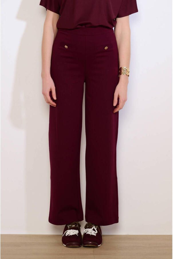 LOLALIZA straight high waist cropped broek donkerrood