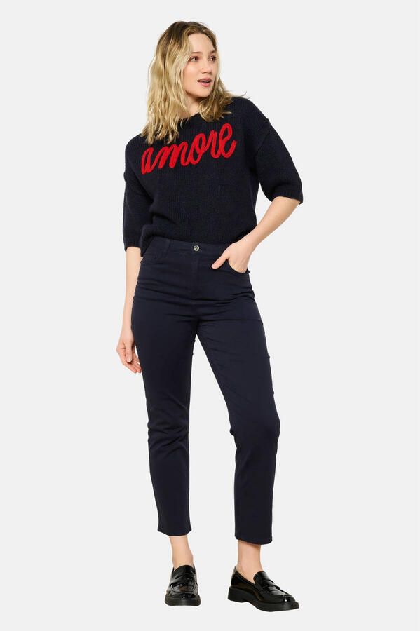 LOLALIZA straight regular waist broek donkerblauw