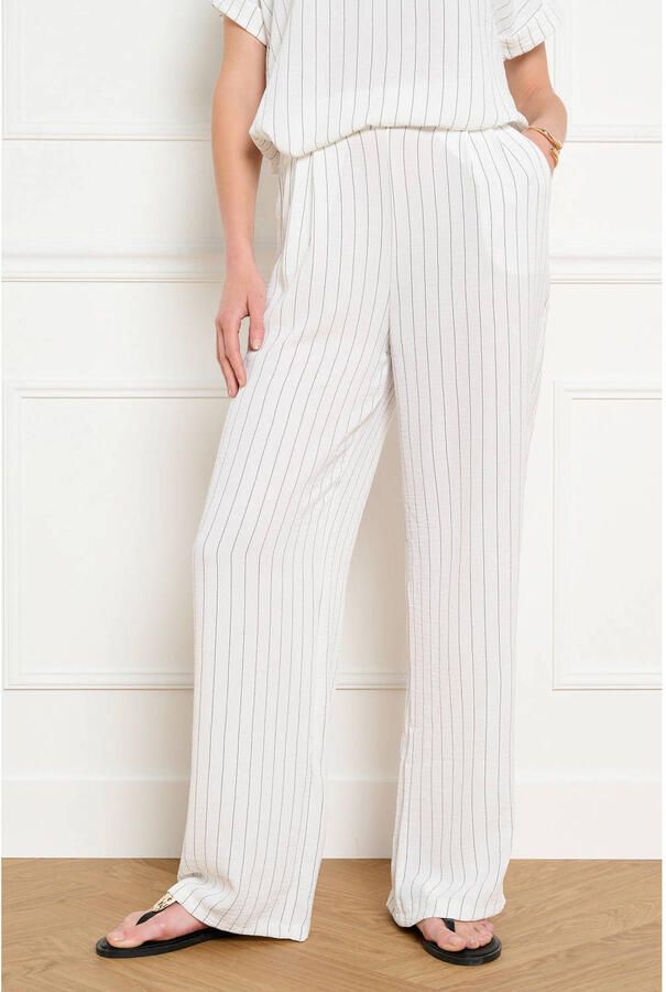 LOLALIZA straight regular waist gestreepte broek ecru