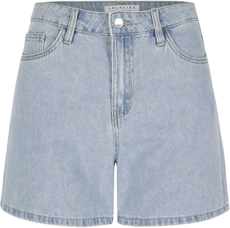 LOLALIZA straight regular waist gestreepte short light blue denim - Foto 2