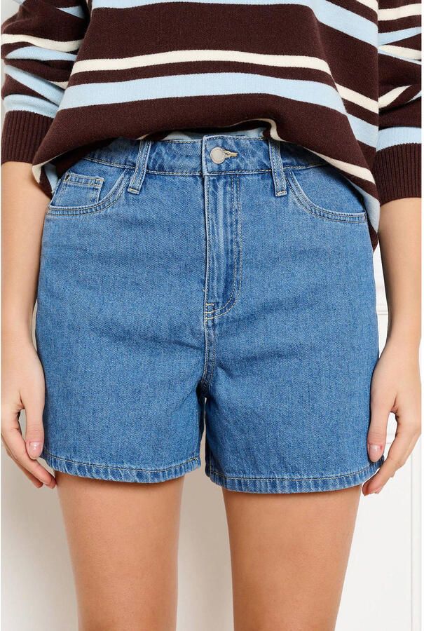 LOLALIZA straight regular waist gestreepte short medium blue denim