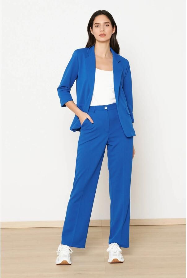 LOLALIZA straight regular waist pantalon blauw