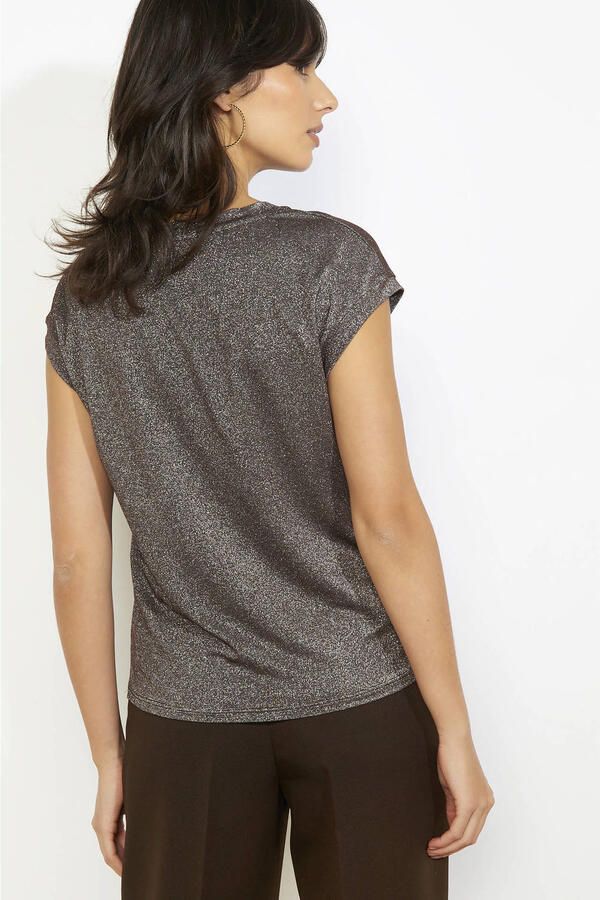 LOLALIZA T-shirt bruin met glitter - Foto 3