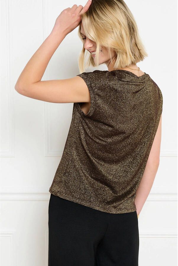 LOLALIZA T-shirt met glitters bruin - Foto 3
