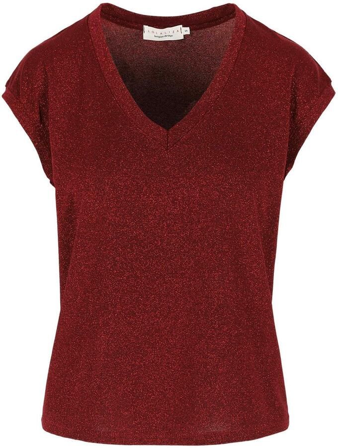 LOLALIZA T-shirt met glitters donkerrood - Foto 2