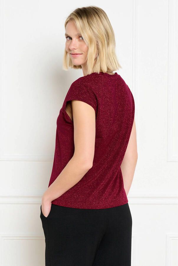 LOLALIZA T-shirt met glitters donkerrood - Foto 3
