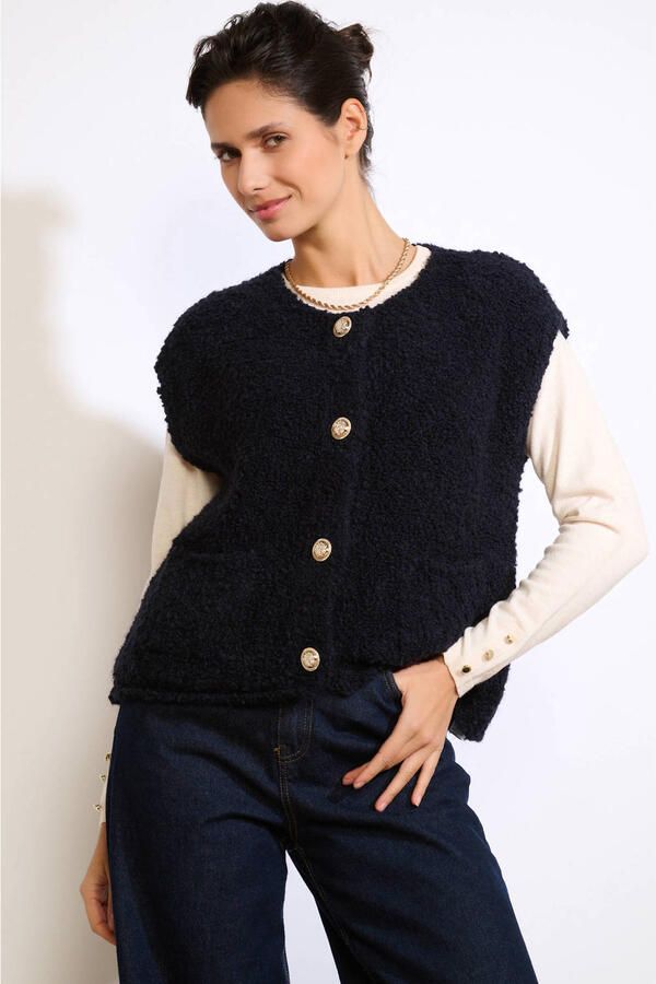 LOLALIZA teddy gilet donkerblauw