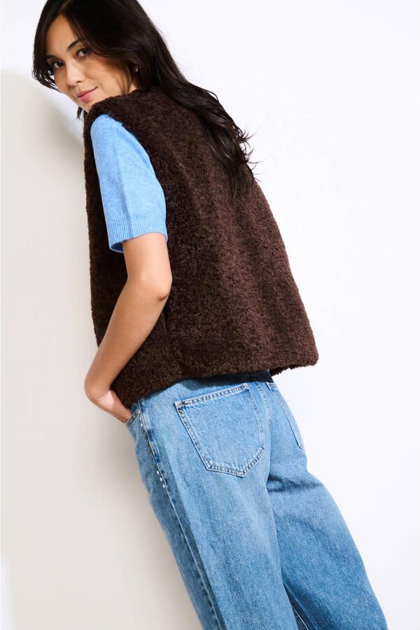 LOLALIZA teddy gilet donkerbruin