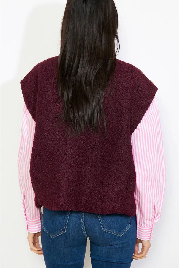 LOLALIZA teddy gilet donkerrood - Foto 2