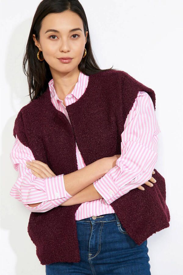 LOLALIZA teddy gilet donkerrood - Foto 3