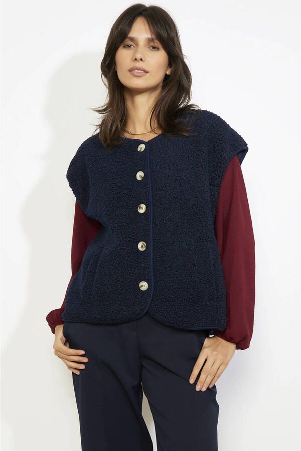 LOLALIZA teddy gilet marineblauw