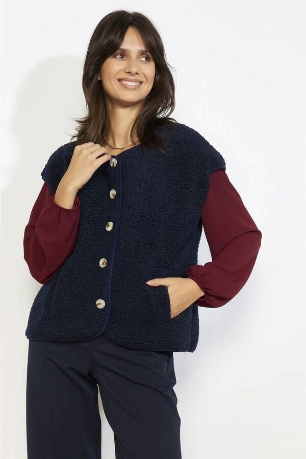LOLALIZA teddy gilet marineblauw - Foto 3