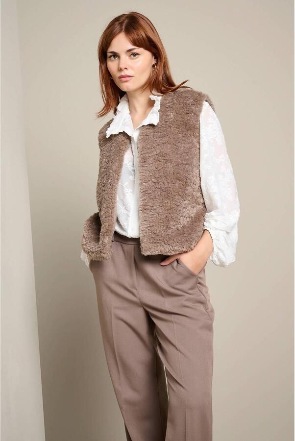 LOLALIZA teddy gilet taupe