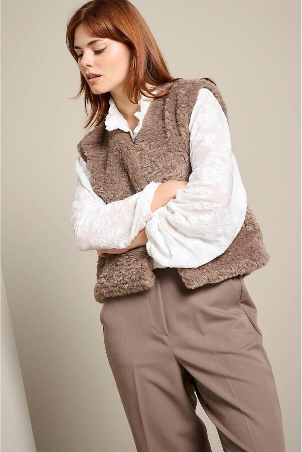 LOLALIZA teddy gilet taupe - Foto 3
