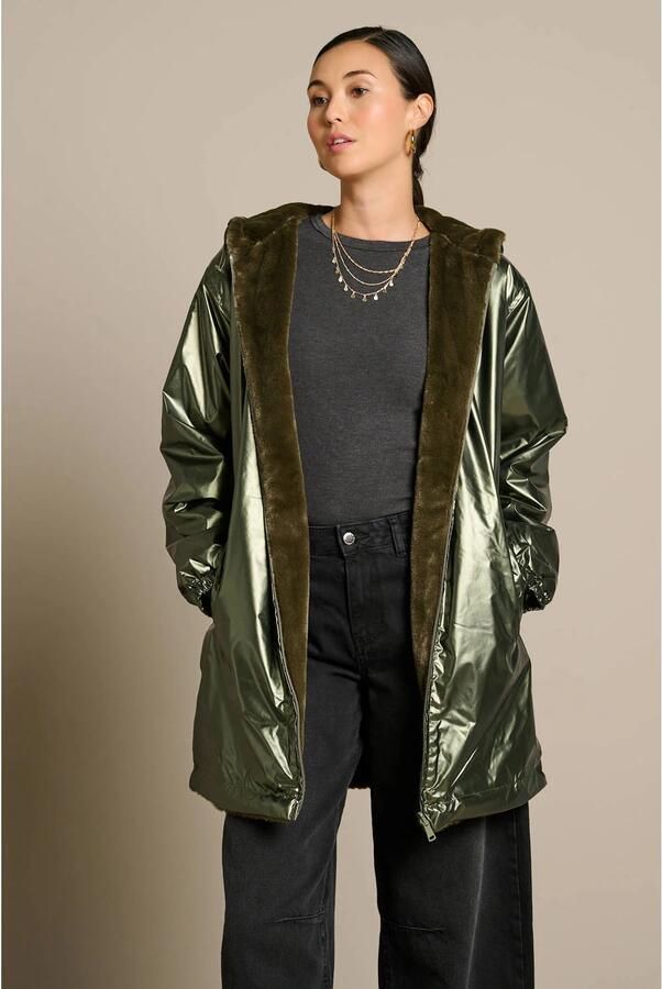 LOLALIZA teddy parka groen