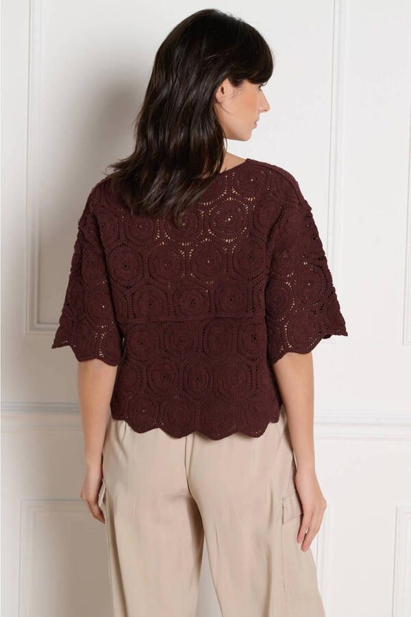 LOLALIZA top donkerbruin crochet - Foto 3