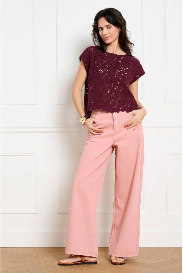 LOLALIZA top donkerrood crochet - Foto 3