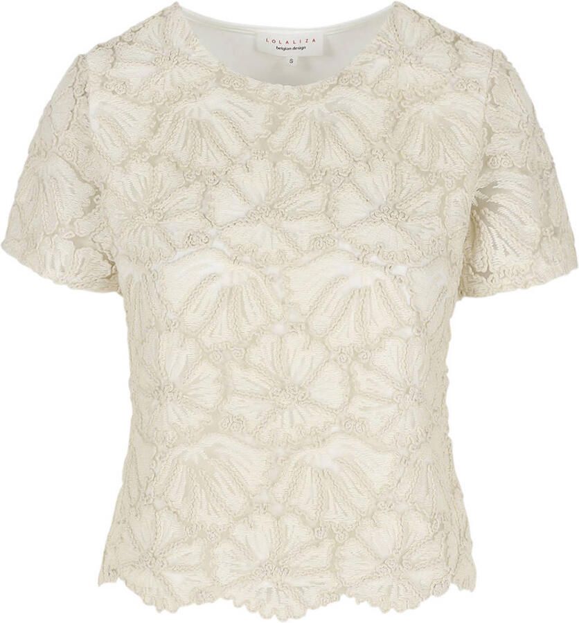 LOLALIZA top met borduursels beige - Foto 2