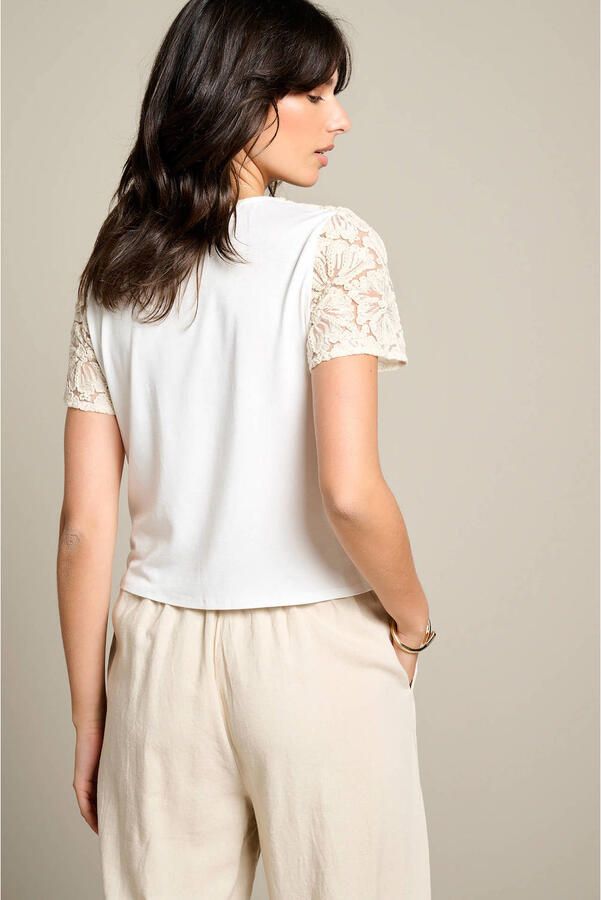 LOLALIZA top met borduursels beige - Foto 3