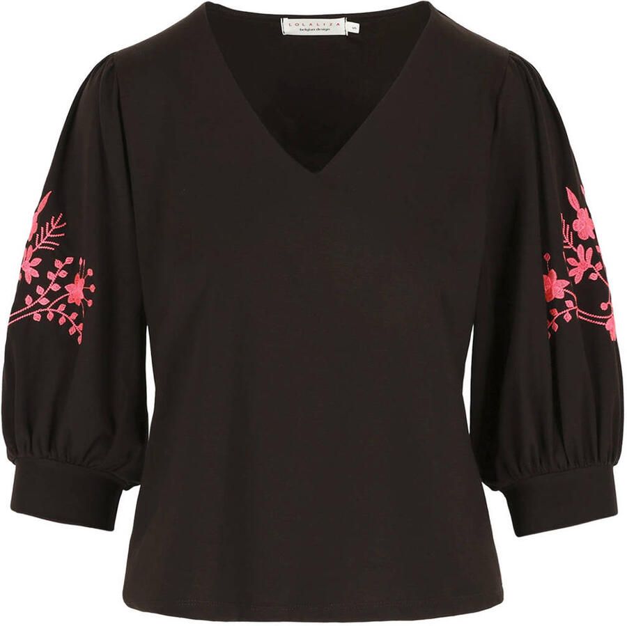 LOLALIZA top met borduursels bruin