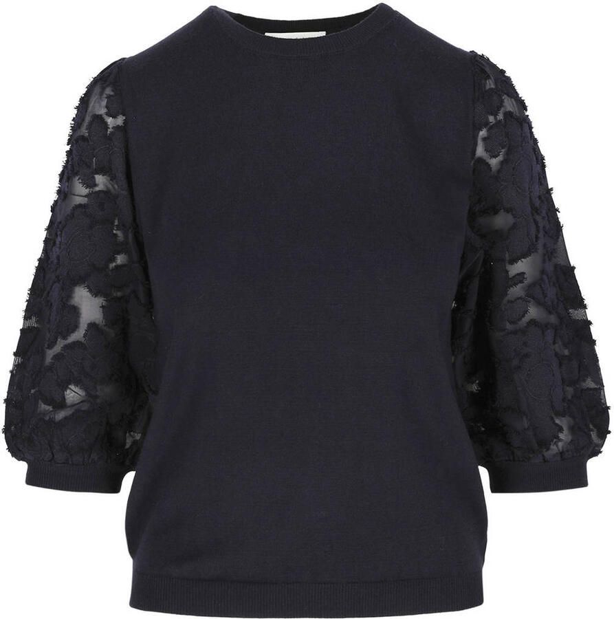 LOLALIZA top met borduursels donkerblauw - Foto 2