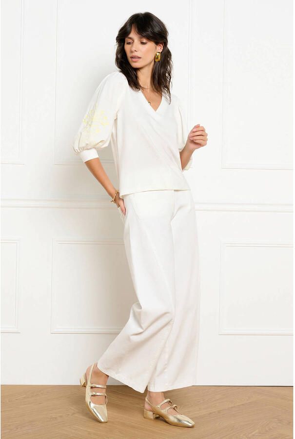 LOLALIZA top met borduursels ecru - Foto 3