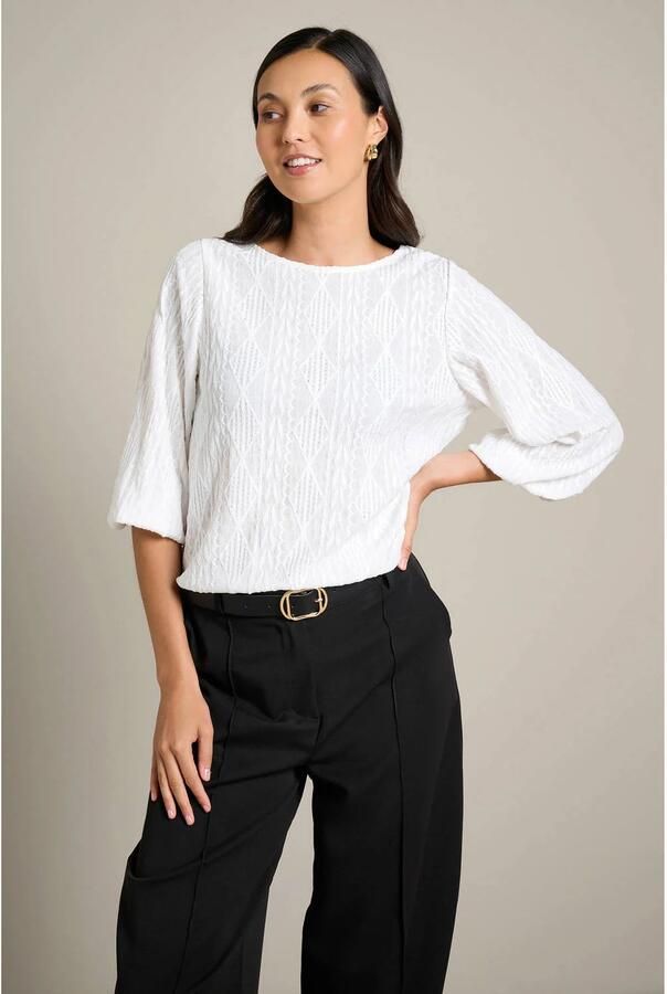 LOLALIZA top met broderie ecru