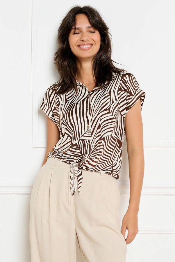 LOLALIZA top met dierenprint bruin