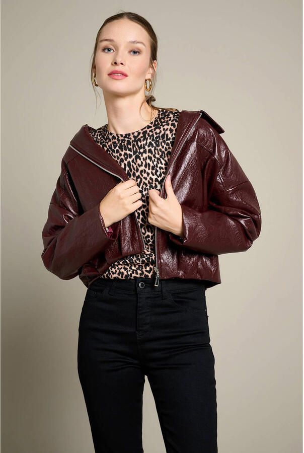 LOLALIZA top met dierenprint bruin