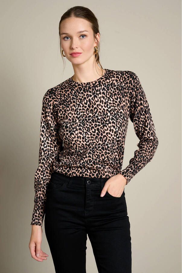 LOLALIZA top met dierenprint bruin - Foto 3
