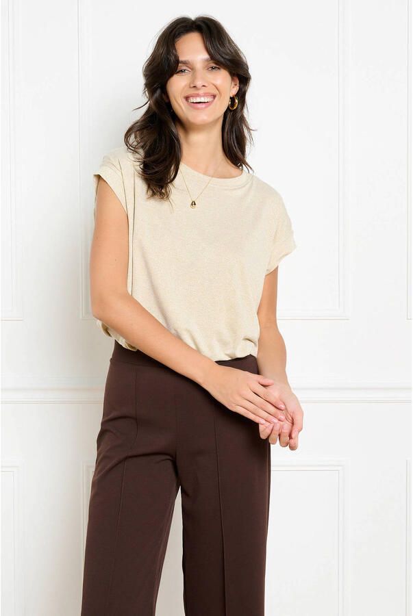 LOLALIZA top met glitters beige