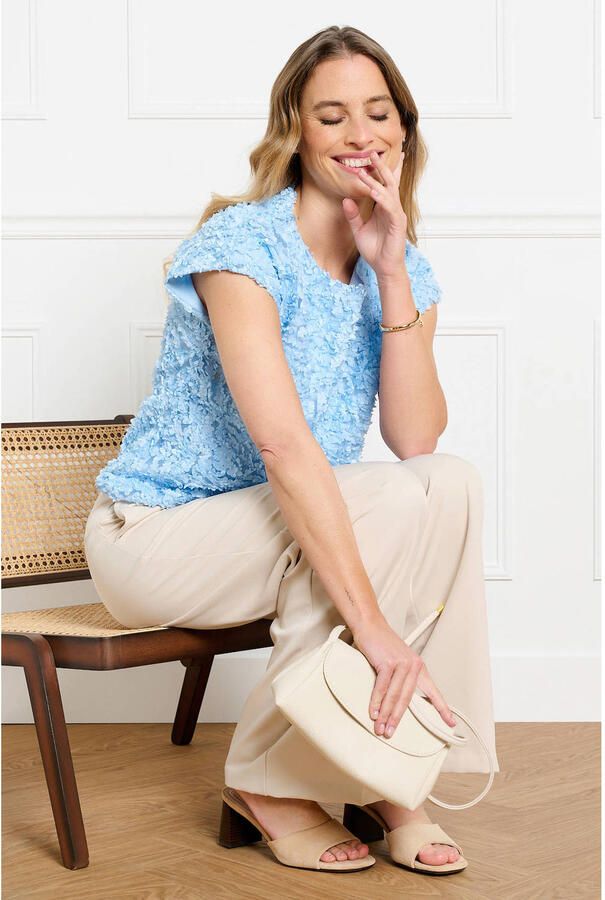 LOLALIZA top met textuur blauw - Foto 2