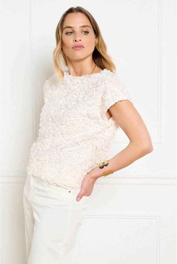 LOLALIZA top met textuur ecru