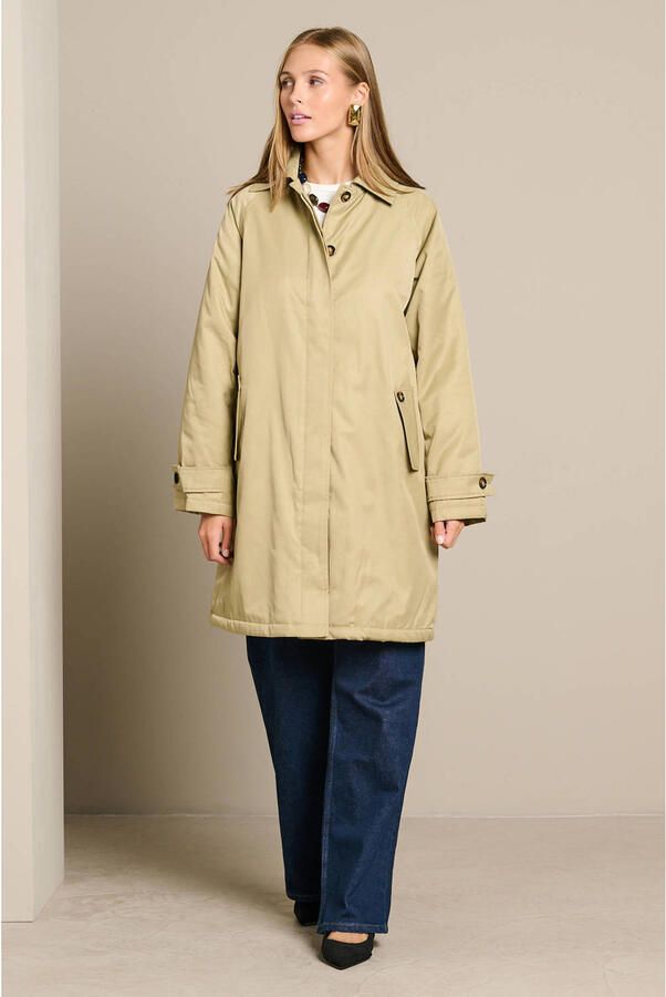 LOLALIZA trenchcoat met imitatiebont voering beige - Foto 3