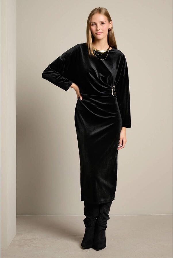 LOLALIZA velours midi jurk zwart - Foto 3
