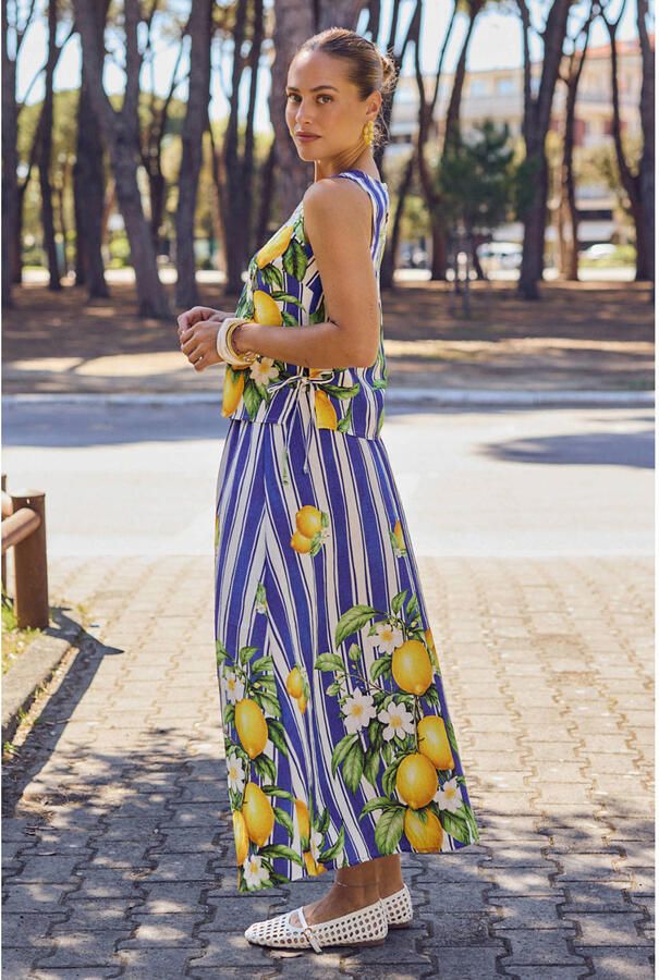 LOLALIZA viscose a-lijn rok blauw