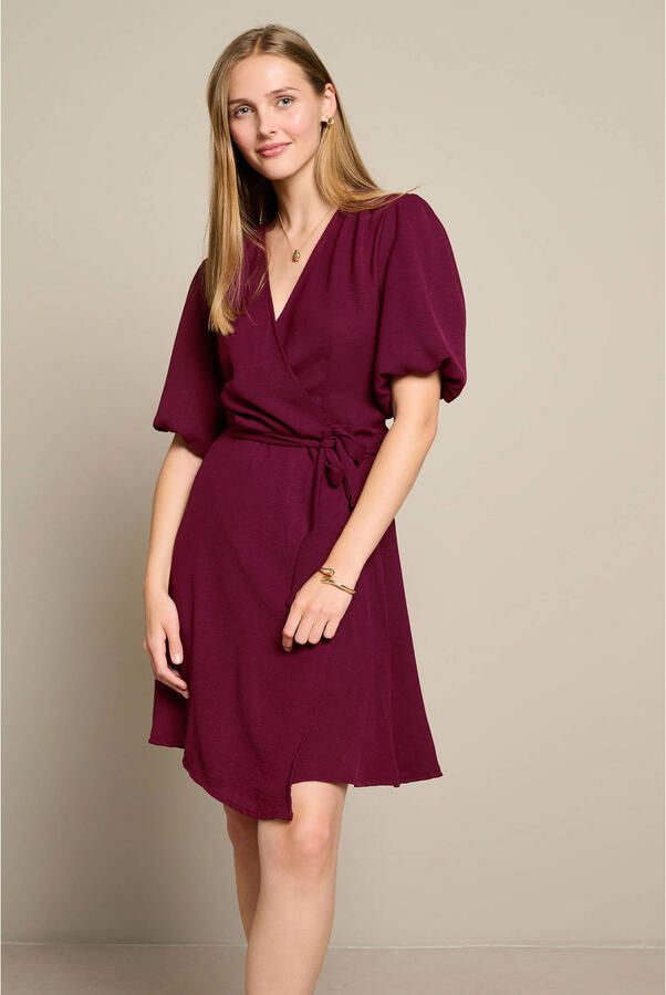 LOLALIZA viscose zomerjurk donkerrood