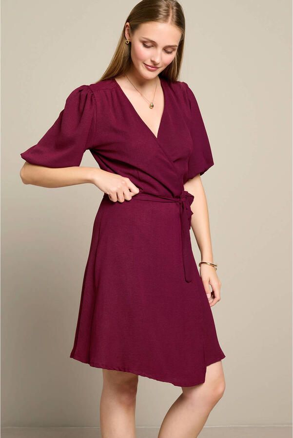 LOLALIZA viscose zomerjurk donkerrood - Foto 3