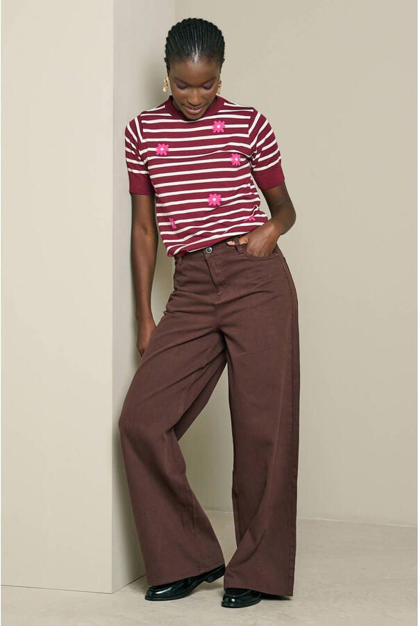 LOLALIZA wide leg broek bruin