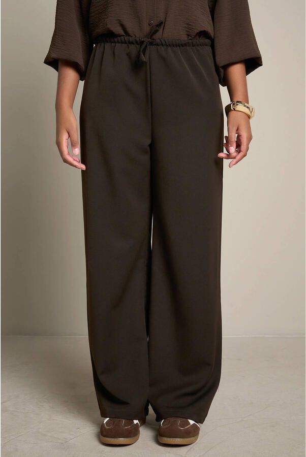 LOLALIZA wide leg broek bruin